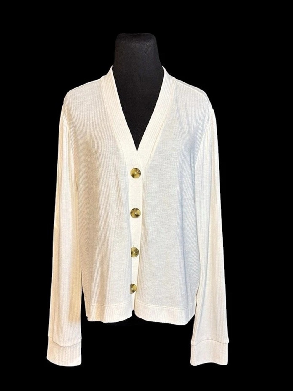 NWT Loft XXL White Lightweight Knit V-Neck Button Front Cardigan Sweater 140923